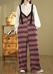 Rose Striped Cotton Jumpsuits Oversized Summer