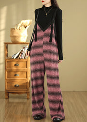 Rose Striped Cotton Jumpsuits Oversized Summer