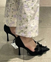 Rose Suede Floral Splicing Chic High Heels Pointed Toe