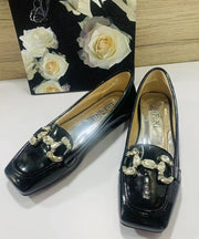 Rose Zircon Faux Leather Square Toe 2025 New Flats