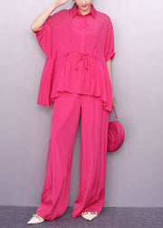 Rose Zircon Two Piece Set Women Clothing Cinched Summer