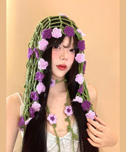 Rural Style Flower Knitted Waist Scarf Triangular Headscarf