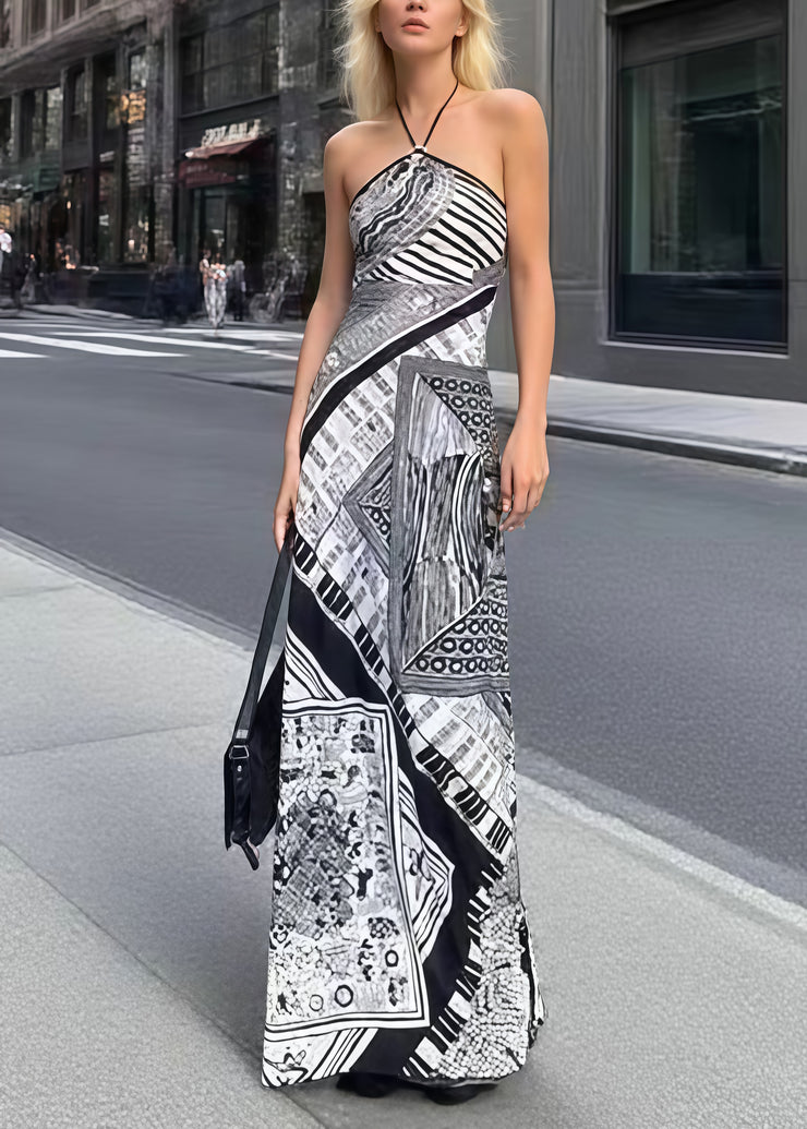 Sexy Backless Print Halter Beach Dresses Summer