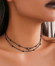 Sexy Black Alloy Zircon Love Tassel Necklace And Body Chain Two-Piece Set