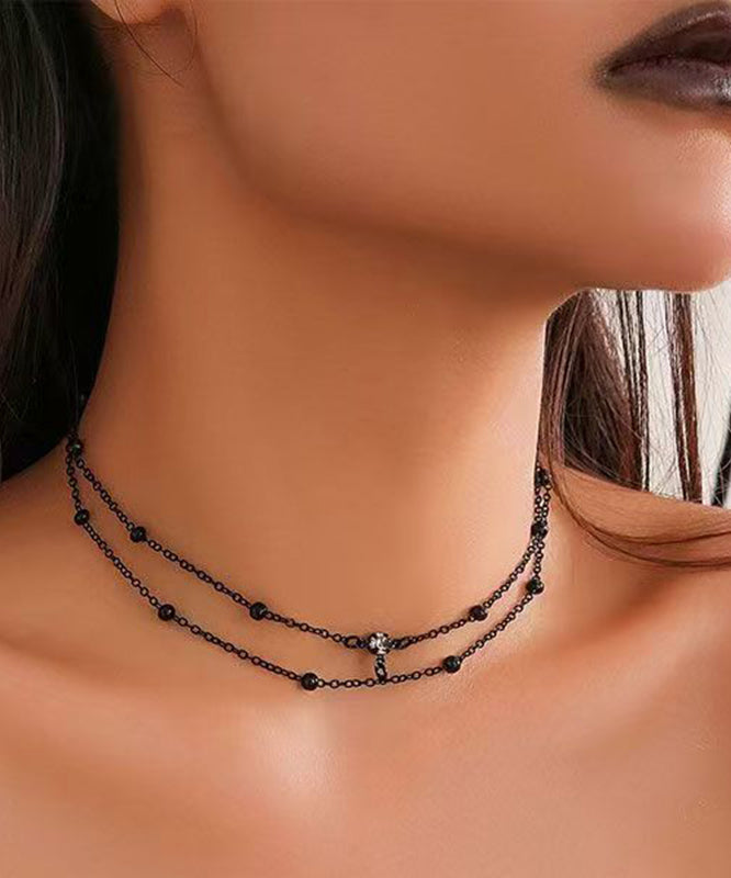 Sexy Black Alloy Zircon Love Tassel Necklace And Body Chain Two-Piece Set