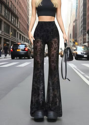 Sexy Black Hollow Out Lace Flare Bottoms Summer