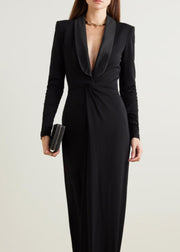 Sexy Black V Neck Slim Maxi Vestidos Spring