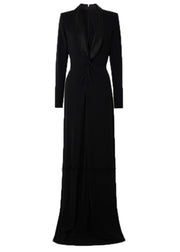 Sexy Black V Neck Slim Maxi Vestidos Spring