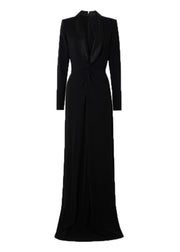 Sexy Black V Neck Slim Maxi Vestidos Spring