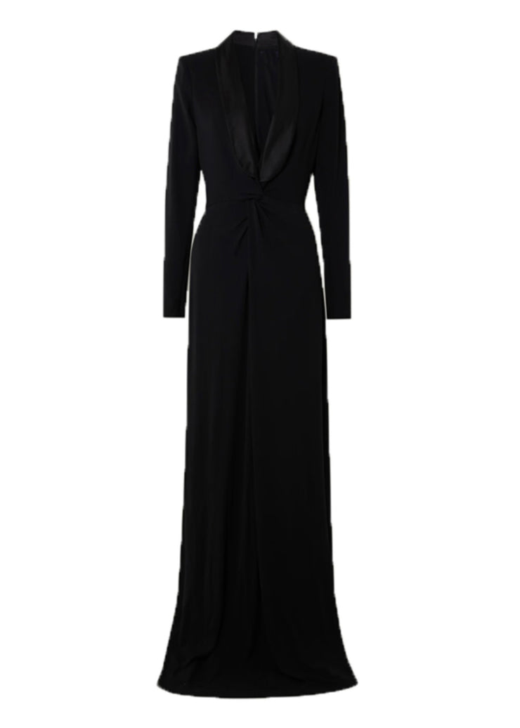 Sexy Black V Neck Slim Maxi Vestidos Spring