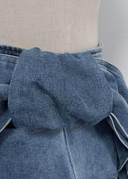 Sexy Blue Bow High Waist Denim Skirt Summer