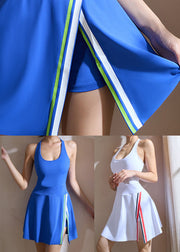 Sexy Blue Striped Patchwork Yoga Mid Dress