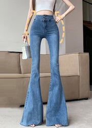 Sexy Blue Tummy Control Denim Flare Bottoms Fall