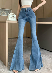 Sexy Blue Tummy Control Denim Flare Bottoms Fall