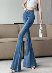 Sexy Blue Tummy Control Denim Flare Bottoms Fall