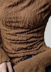 Sexy Coffee Asymmetrical Print T Shirt Flare Sleeve