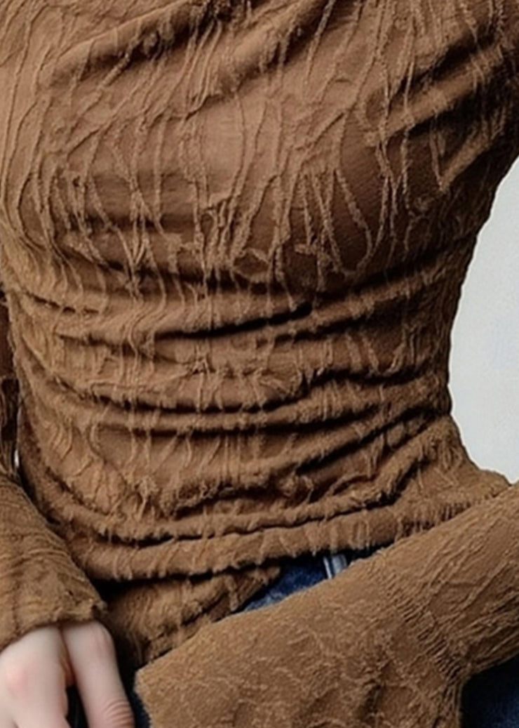 Sexy Coffee Asymmetrical Print T Shirt Flare Sleeve