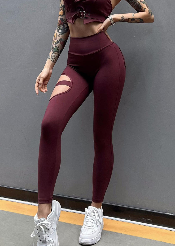 Sexy Hot Girl Mulberry Hollow Out High Elasticity Tight Pants