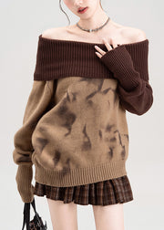 Sexy Red Cold Shoulder Patchwork Knit Sweaters Fall