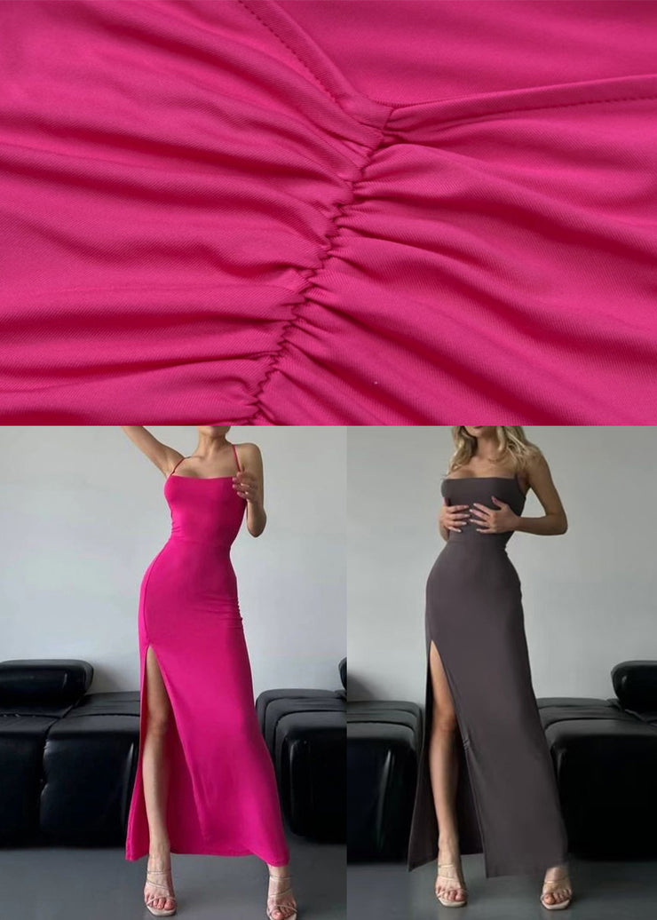 Sexy Rose Lace Up Side Open Cotton Spaghetti Strap Dress Sleeveless