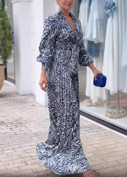 Sexy V Neck Print Wide Leg Jumpsuit Spring