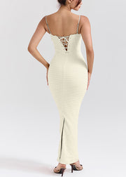 Sexy White Bustier Top Back Cross Strap Sundress Summer