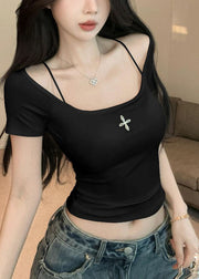 Sexy White Cold Shoulder Cotton Tanks Summer