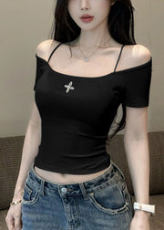 Sexy White Cold Shoulder Cotton Tanks Summer