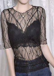 Sexy White Embroidered Tulle Sheer Tops Summer