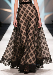 Silm Fit Black Print Patchwork Lace Chiffon Womens Dinner Dress Summer