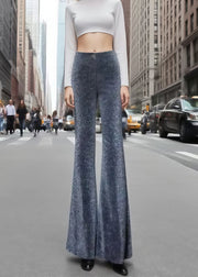 Silm Fit Grey Sequins Bell-bottom Trousers Pants Fall