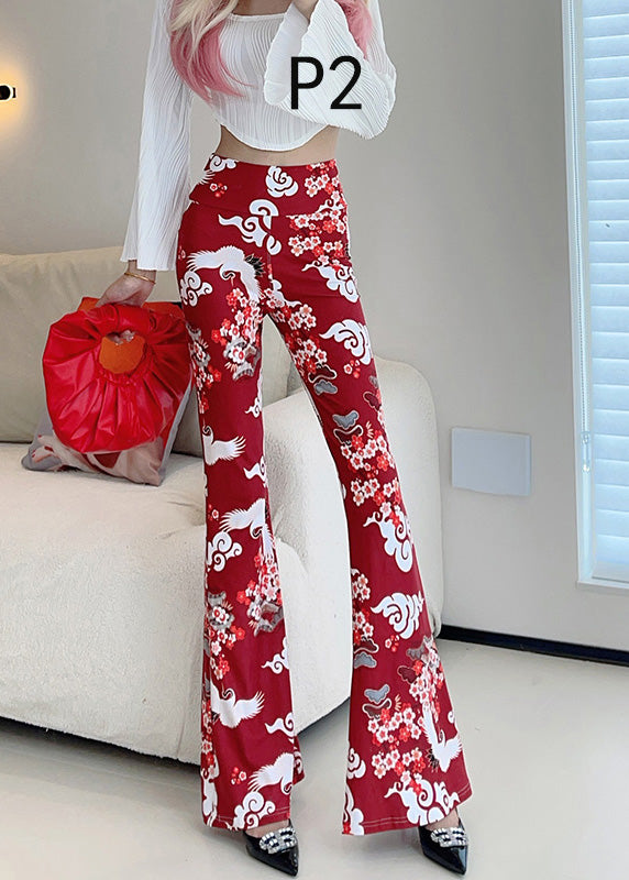 Silm Fit High Waist Tummy Control Bell-bottom Trousers Fall