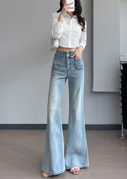 Silm Fit Light Blue With Pockets Denim Bell-bottom Trousers Fall