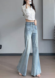 Silm Fit Light Blue With Pockets Denim Bell-bottom Trousers Fall