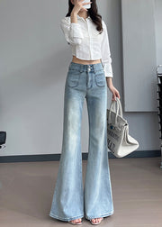 Silm Fit Light Blue With Pockets Denim Bell-bottom Trousers Fall