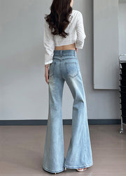 Silm Fit Light Blue With Pockets Denim Bell-bottom Trousers Fall