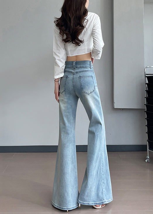 Silm Fit Light Blue With Pockets Denim Bell-bottom Trousers Fall