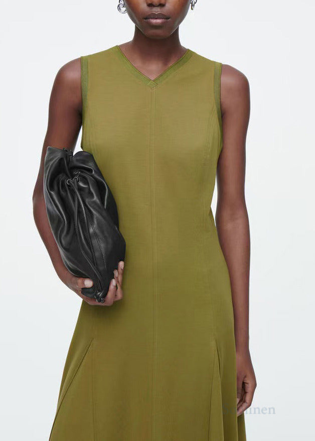 Silm Fit Light Green Exra Large Hem Cotton Sundress Sleeveless