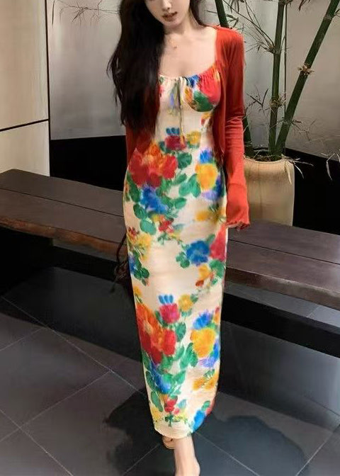 Silm Fit Print Holiday Dress Two Piece Suit Set Fall