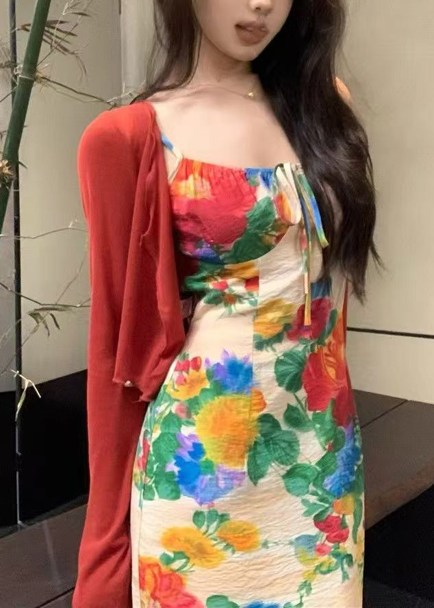 Silm Fit Print Holiday Dress Two Piece Suit Set Fall