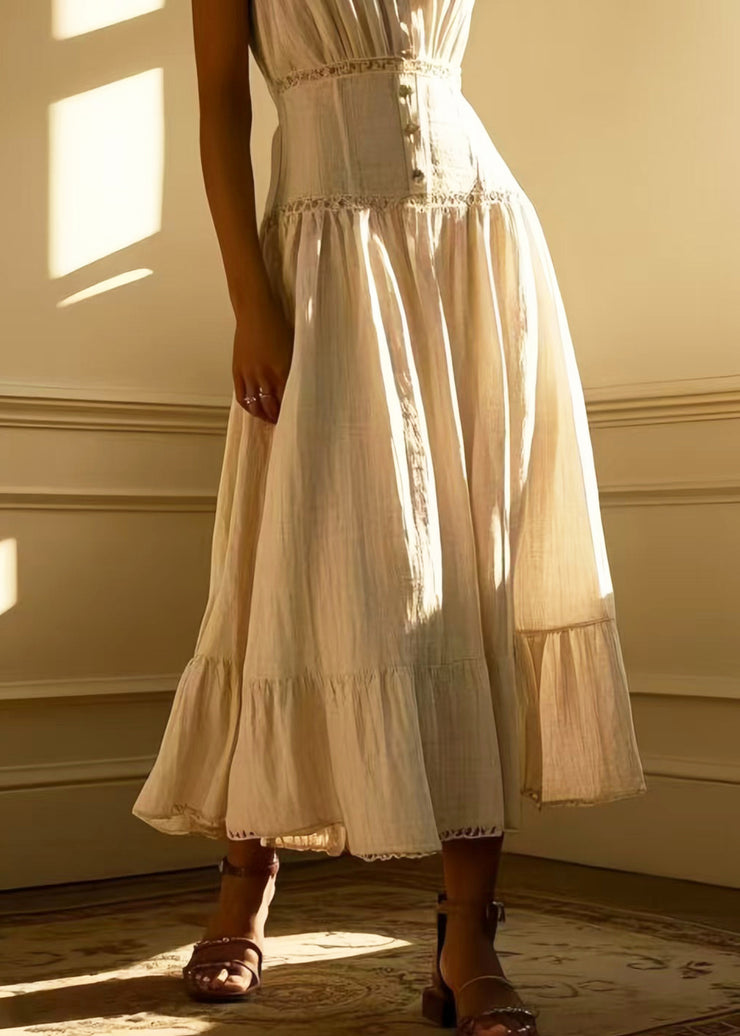 Silm Fit White Exra Large Hem Cotton Day Sundress Summer