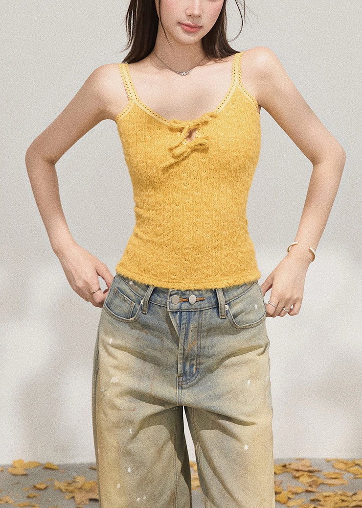 Silm Fit Yellow Warm Knit 2 Piece Outfit Flare Sleeve