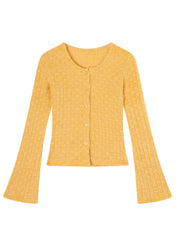 Silm Fit Yellow Warm Knit 2 Piece Outfit Flare Sleeve