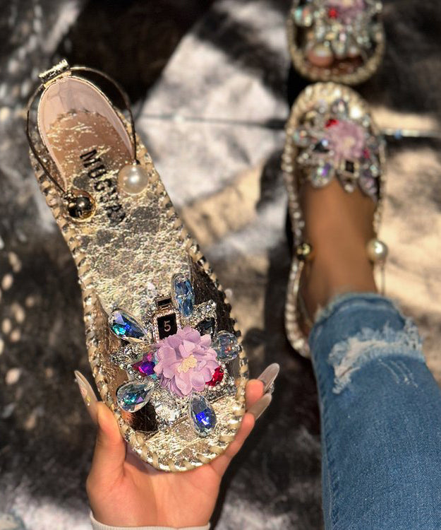 Silver Floral Zircon Splicing Fashion Best Sandals For Walking