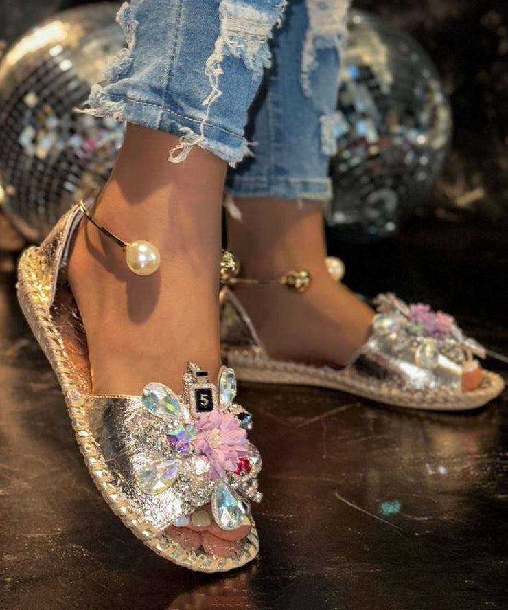 Silver Floral Zircon Splicing Fashion Best Sandals For Walking