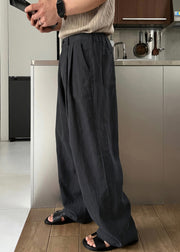 Simple Army Green Solid High Waist Linen Men Pants Summer