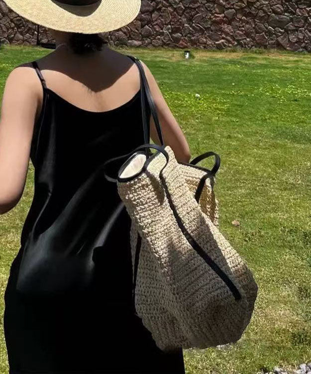 Simple Beige Large Capacity Straw Woven Shoulder Bags