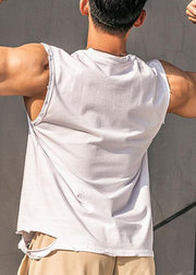 Simple Black Hole Solid Oversized Cotton Men Tank Summer