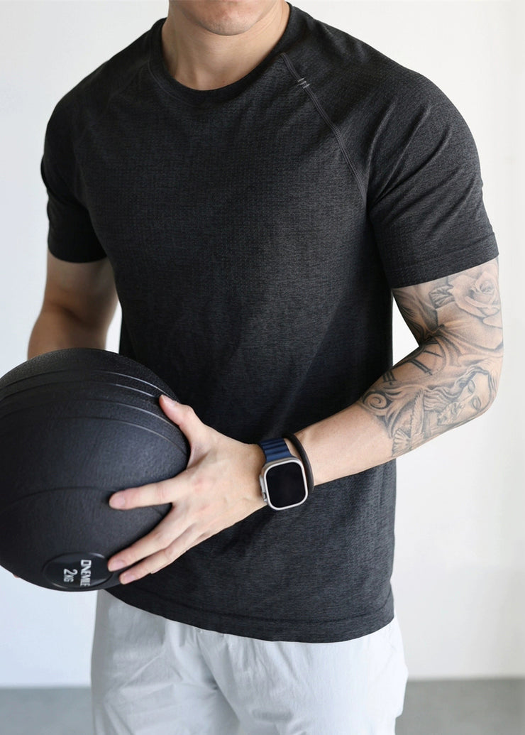 Simple Black O Neck Mesh Cotton T Shirts Mens Moisture Wicking Summer