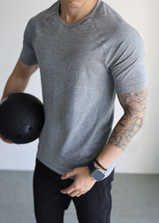 Simple Black O Neck Mesh Cotton T Shirts Mens Moisture Wicking Summer